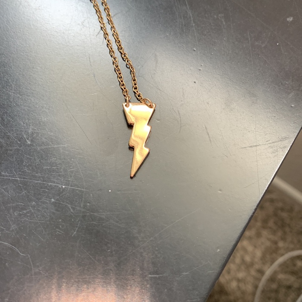 Gold Lightning Bolt Necklace - Picture 2 of 3